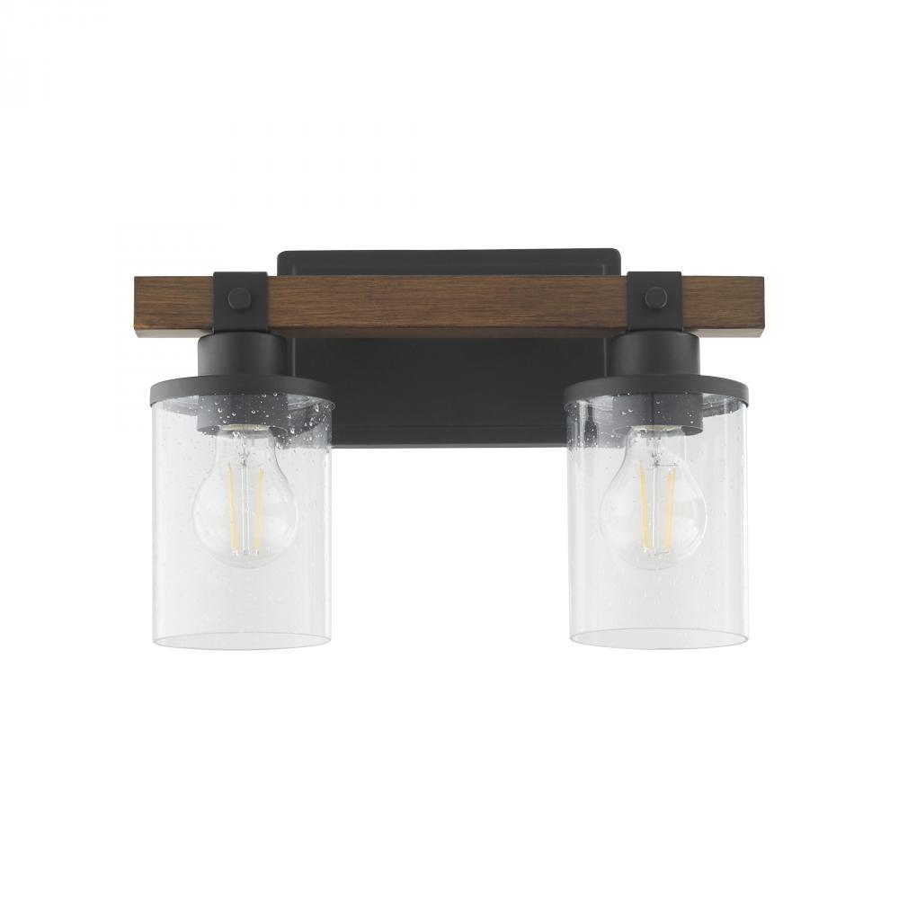 14" 2-Light Alpine Vanity - Textured Black & Walnut