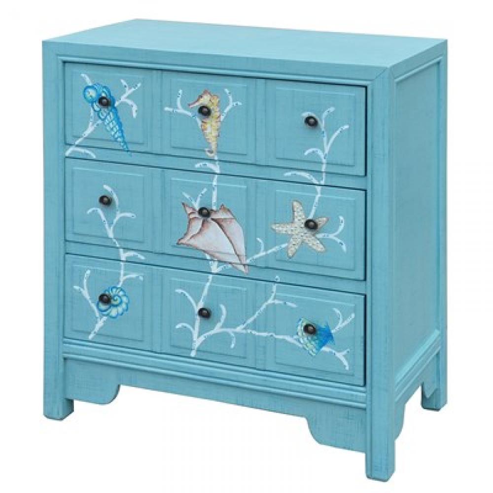 Crestview Collection Coral Reef Aqua 3 Drawer Chest