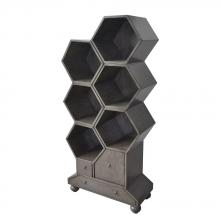 Crestview Collection CVFZR1651 - Crestview Collection Westgate 3 drawer Slate Grey Hexagon Bookshelf