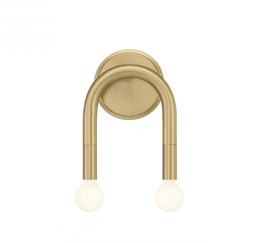 2-Light Wall Sconce in Natural Brass