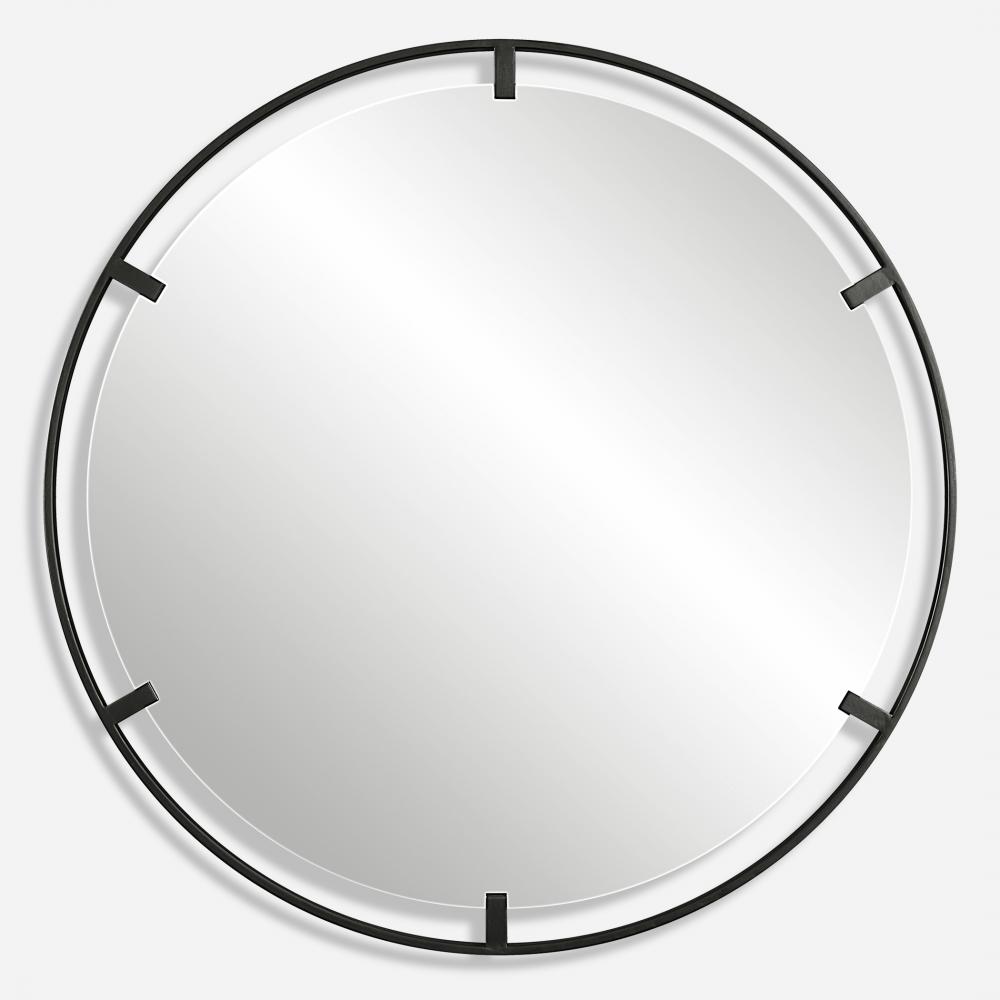 34" Cashel Round Iron Mirror - Black