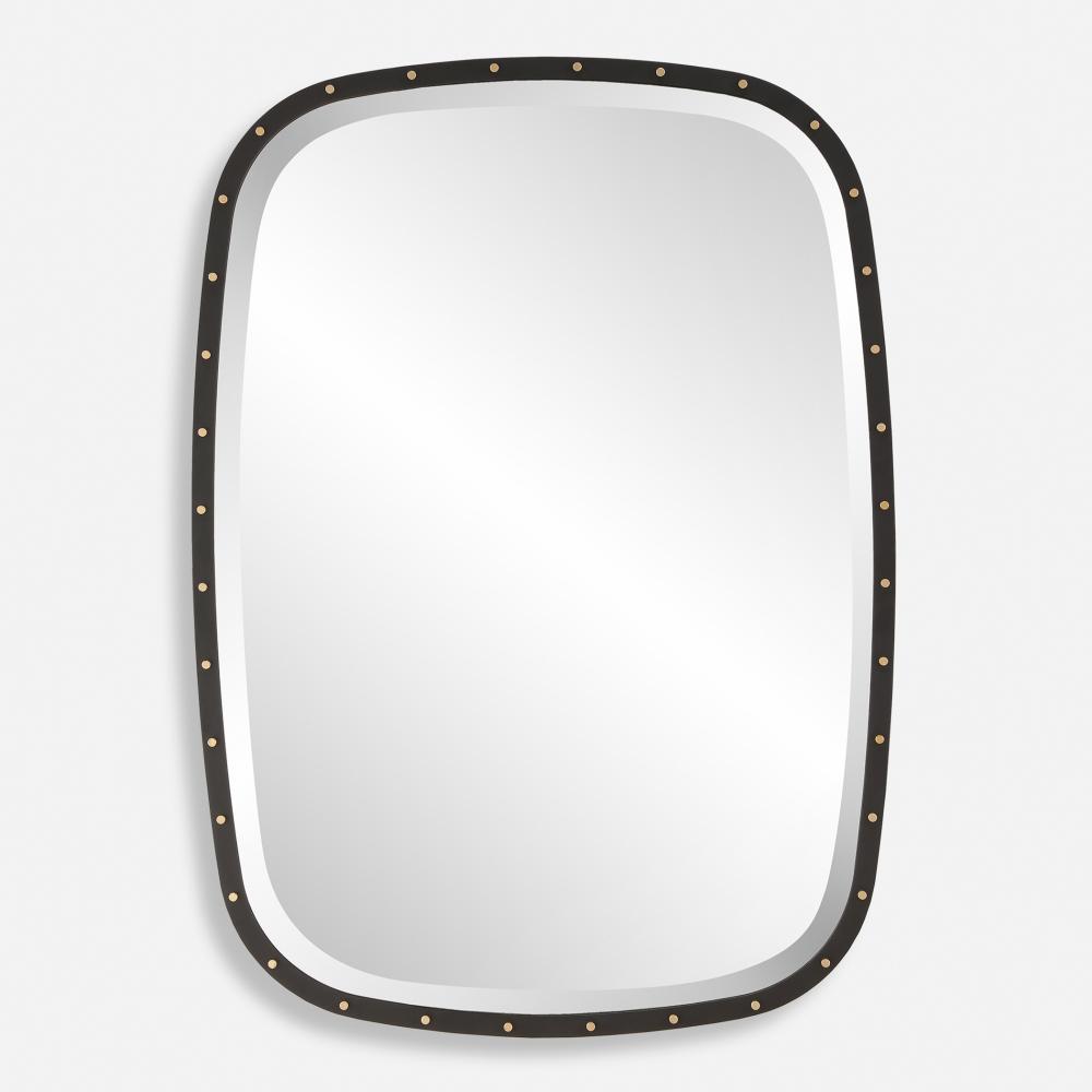 26x36 Benedo Rounded Rectangle Mirror - Black with Brass