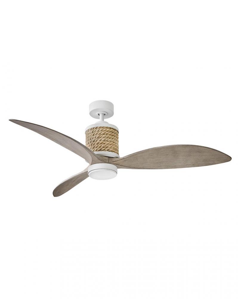 60" 3K-LED Marin DC Motor Smart Fan - Matte White & Weather Wood