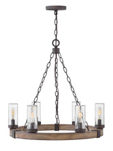 Hinkley 29206SQ - 24" 6-Light Sawyer Chandelier - Sequoia & Iron
