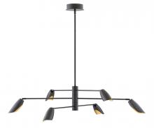 Fredrick Ramond FR35806BLK - 50" 6-Light 27K-LED Bowery Multi-Tier Adjustable Chandelier - Black with Brass Accents