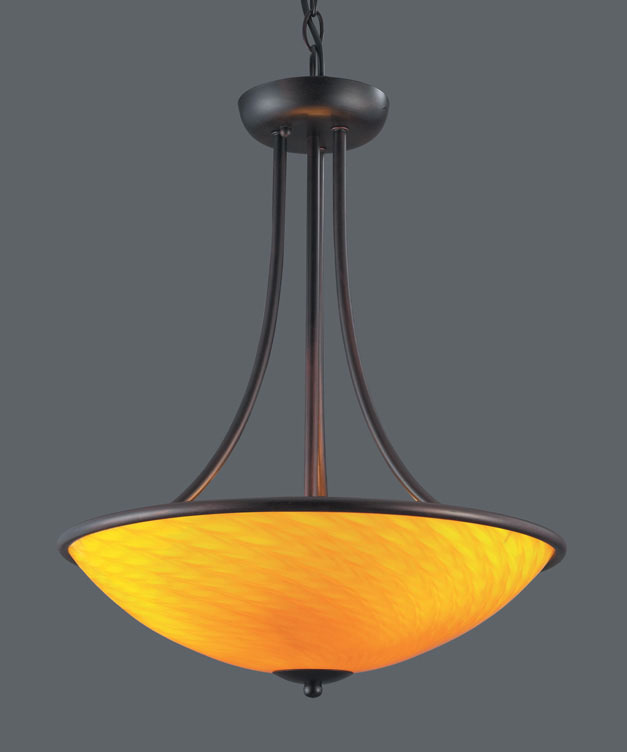 Arco Baleno 3-Light Pendant - Dark Rust with Canary Yellow