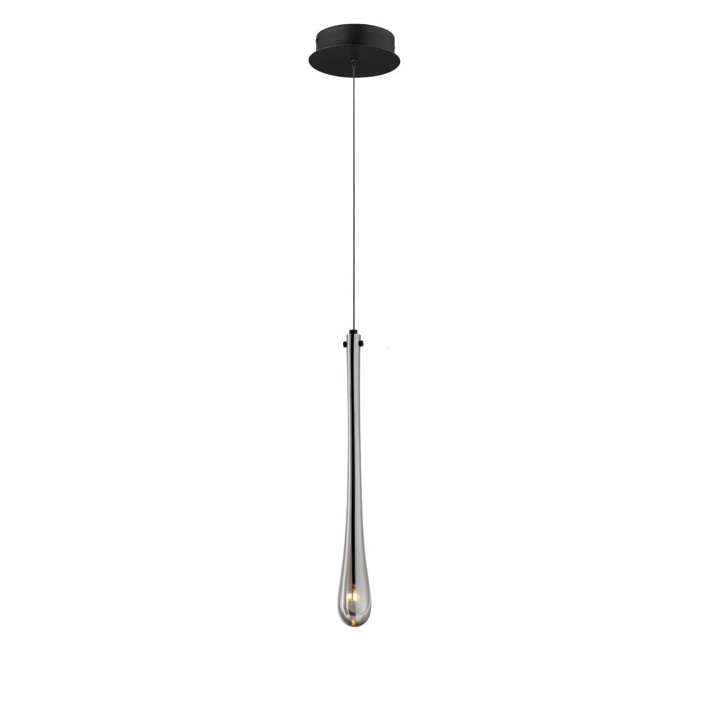 2" 3K-LED Stillo Pendant - Matte Black & Smoke
